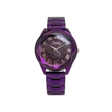 นาฬิกาข้อมือ Mishali รุ่น MI18011B D สีม่วง หน้าปัดประดับคริสตัล สายสแตนเลสสตีล
